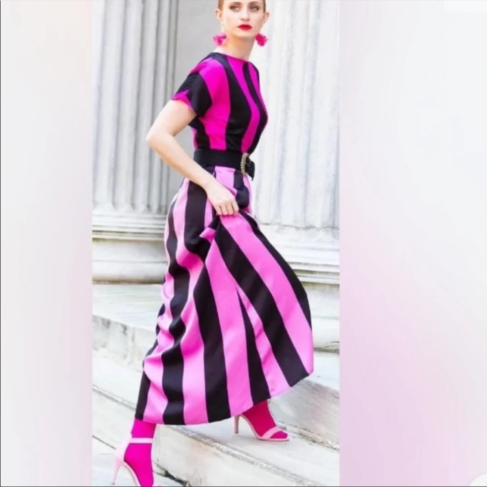 Christopher John Rodgers Pink & Black Dress Size 2 - Picture 2 of 5